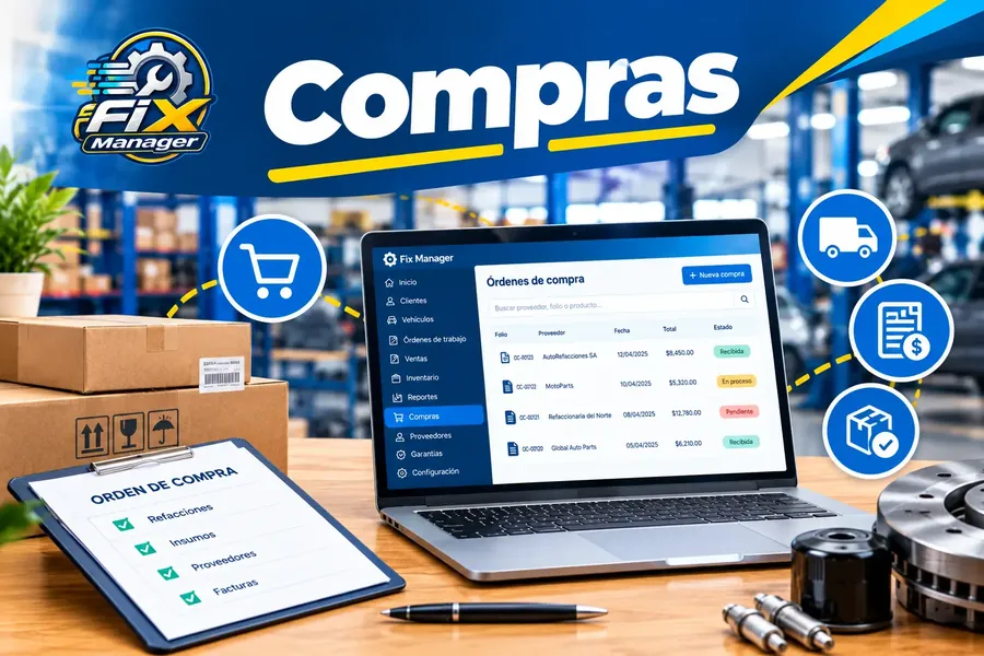Órdenes de compra, recepción de refacciones y facturas de proveedores