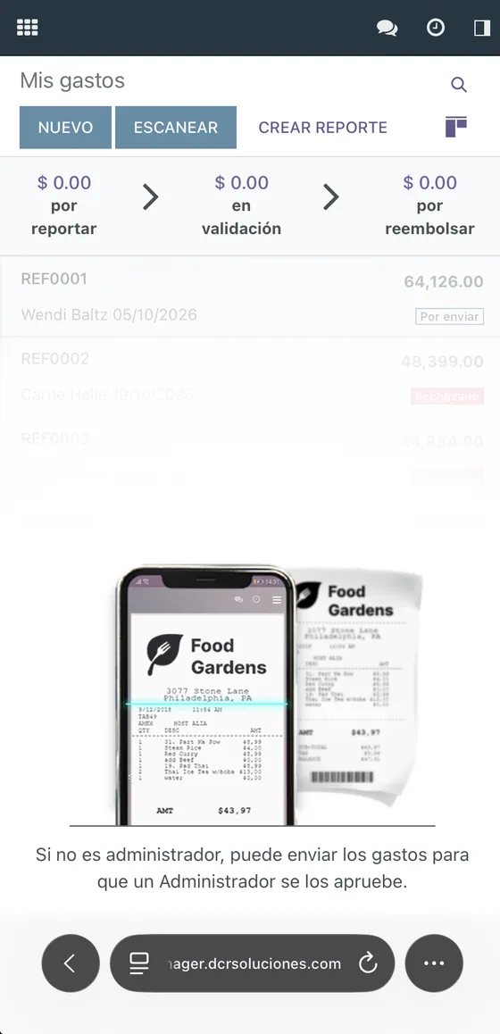 Registro de gastos del taller en el celular