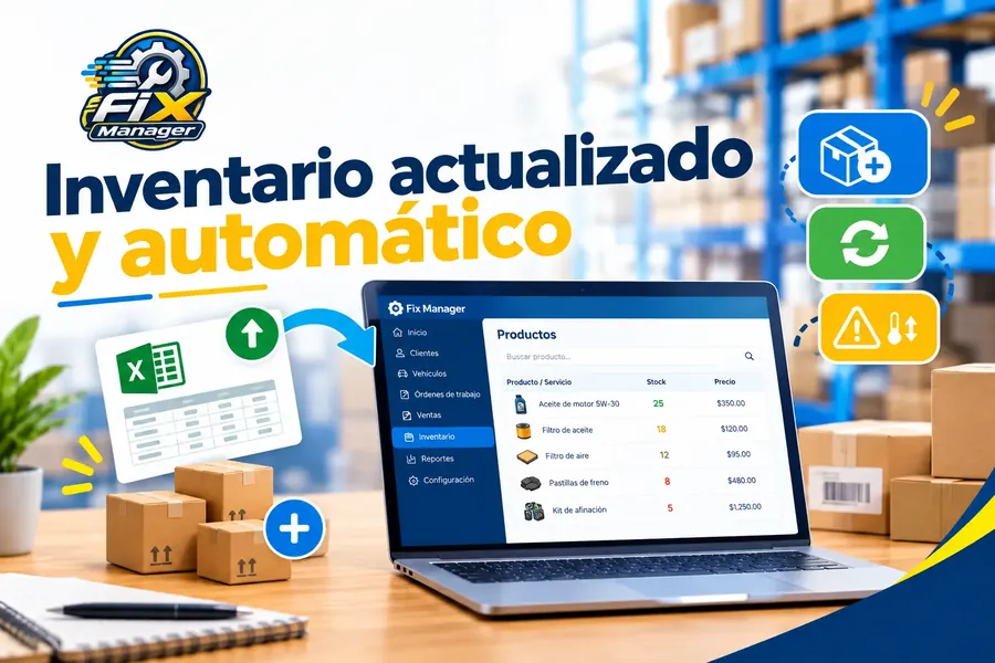 Inventario de refacciones y servicios del taller con su margen de ganancia