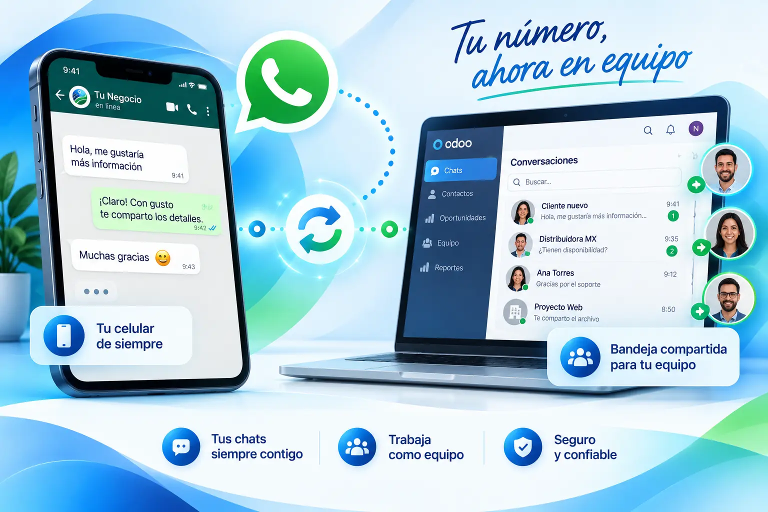 WhatsApp Business con coexistencia y bandeja compartida en Odoo con DCR Connect